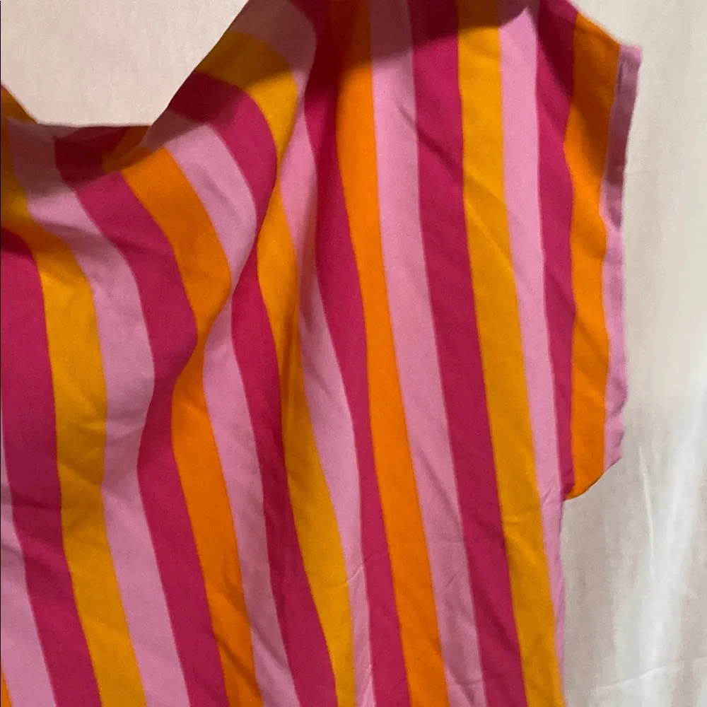 Vibrant Pink and Orange Striped Poncho Kimono - Picture 3 of 9